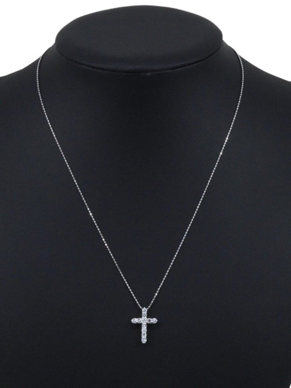 cross Necklace K18 white gold/diamond cross 2.2g Women